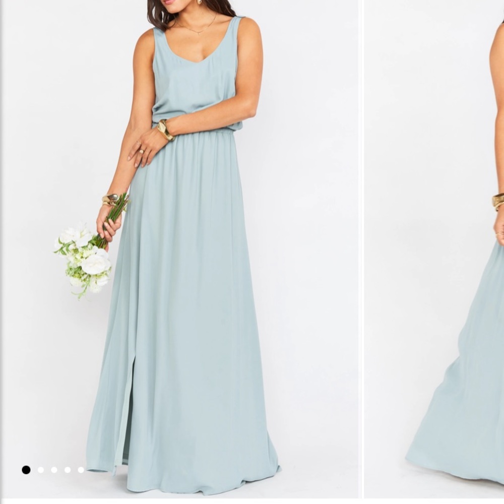 Show Me Your Mumu Kendall Dress in Silver Sage Crisp - Size X-Small